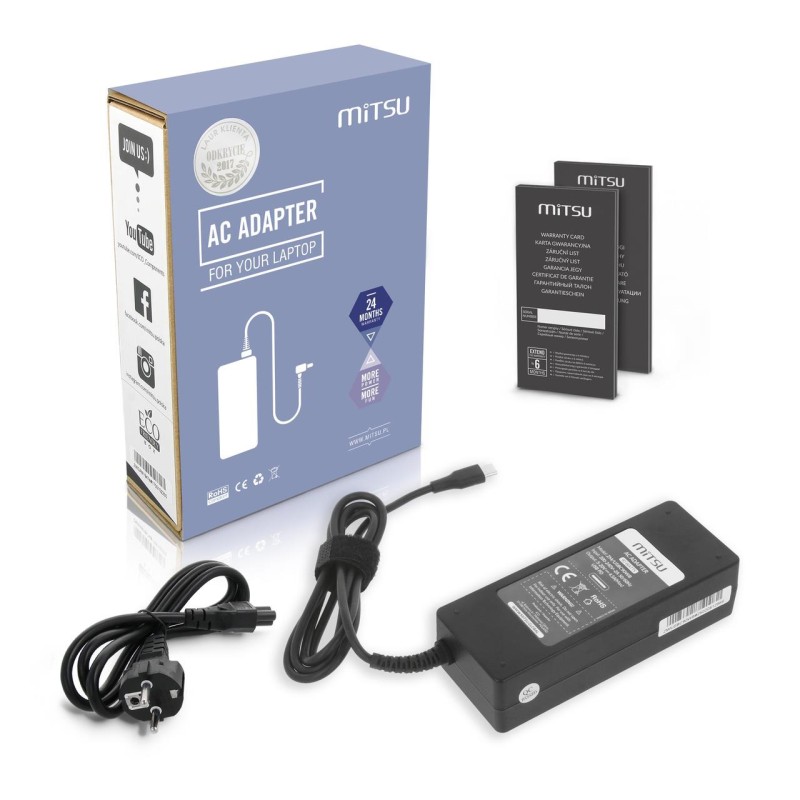 Zasilacz sieciowy Mitsu 90W USB-C, USBC, 5-20V, 3-4.5A (black) do notebooka