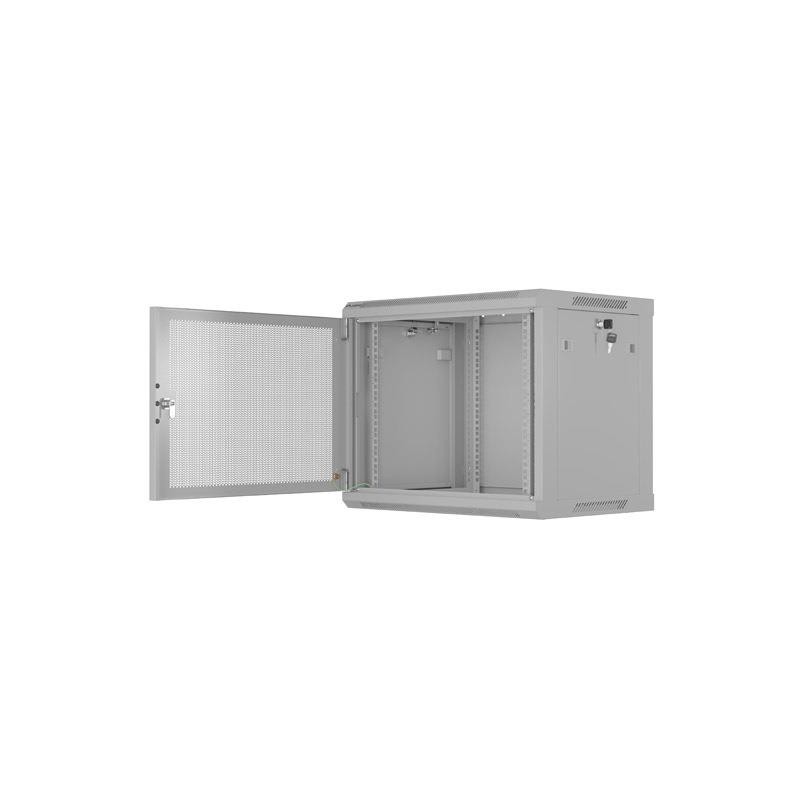 Szafa instalacyjna Lanberg rack wisząca 19" 9U 600x450 drzwi perforowane szara (flat pack)