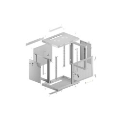 Szafa instalacyjna Lanberg rack wisząca 19" 9U 600x450 drzwi perforowane szara (flat pack)