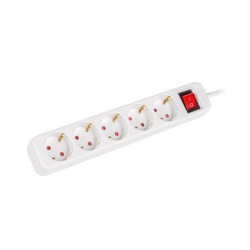 Listwa przedłużacz Lanberg 1,5m biała 5x 230V Schuko z wyłącznikiem, kabel wykonany z pełnej miedzi