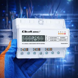 Miernik zużycia energii Qoltec trójfazowy na szynę DIN
