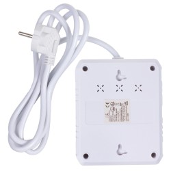 Listwa zasilająca Maclean MCE387 W, przedłużacz 2 gniazda + 3xUSB, 110-240V AC 50/60Hz, 2.1A max 2500W, 1.5m, biała