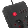 Listwa zasilająca Maclean MCE387 B, przedłużacz 2 gniazda + 3xUSB, 110-240V AC 50/60Hz, 2.1A max 2500W, 1.5m, czarna