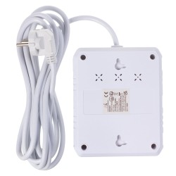 Listwa zasilająca Maclean MCE388 W, przedłużacz 2 gniazda + 3xUSB, 110-240V AC 50/60Hz, 2.1A max 2500W, 3 m, biała