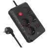 Listwa zasilająca Maclean MCE392 B, przedłużacz 4 gniazda + 3xUSB, 110-240V AC 50/60Hz, 2.1A max 2500W, 1,5m, czarna