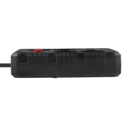 Listwa zasilająca Maclean MCE392 B, przedłużacz 4 gniazda + 3xUSB, 110-240V AC 50/60Hz, 2.1A max 2500W, 1,5m, czarna
