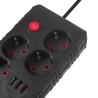 Listwa zasilająca Maclean MCE392 B, przedłużacz 4 gniazda + 3xUSB, 110-240V AC 50/60Hz, 2.1A max 2500W, 1,5m, czarna