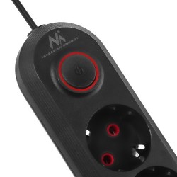 Listwa zasilająca Maclean MCE395 B, przedłużacz 5 gniazd + 3xUSB, 110-240V AC 50/60Hz, 2.1A max 2500W, 1,5m, czarna