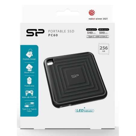 Dysk zewnętrzny SSD Silicon Power PC60 256GB USB-C 540/500 MB/s USB 3.1 Typ-C black