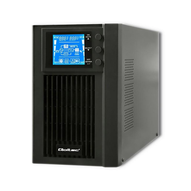 Zasilacz awaryjny UPS Qoltec | On-line | Pure Sine Wave | 1kVA | 800W | LCD | USB