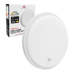 Lampa LED z czujnikiem ruchu Maclean MCE535 W, czujnik PIR, biała, 10W/15/18W, IP65, możliwość zmiany barwy 3000/4000/6000K