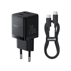 Ładowarka sieciowa Baseus Palm P10111608113-01 szybka 20W z gniazdem USB + USB-C PD 3.0 + kabel 1m