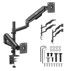 Uchwyt biurkowy na 2 monitory Ergo Office ER-692 B, sprężyna gazowa, 17"-32", 1-10kg, czarny matt, max. VESA 100x100
