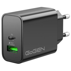 Ładowarka sieciowa GoGEN ACHPDQ230, 1x USB-C PD 30W + 1x USB-A 18W czarna