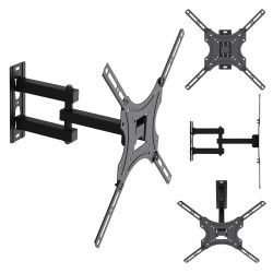 Uchwyt do TV Maclean MC-190 max VESA 400x400, 32-55", do 25kg, czarny, reg. pochyłu +0°~-15° i obrotu +90°~-90°