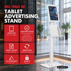 Uchwyt reklamowy do tabletu Maclean MC-960 W, z blokadą. 10.9"-11", iPad Air/ Pro, Samsung Tab A&S Series, 220x323x22mm
