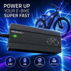 Ładowarka Qoltec do roweru e-bike 36V | 42V | 4A | wtyczka Bosch + kabel zasilający