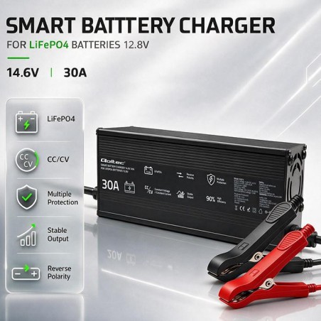 Ładowarka Qoltec do LiFePO4 12V | 30A | PF 0.9