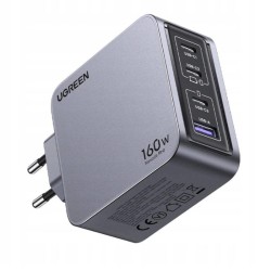 Ładowarka sieciowa Ugreen Nexode Pro 25877 160W, GaN, 1x USB + 3x USB-C - szara