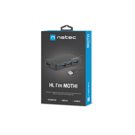 Hub USB Natec Moth 4xUSB 3.0 czarny