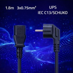 Kabel zasilający Qoltec wtyczka kątowa SCHUKO CEE 7/7 (E/F) | IEC C13 1,8m 3 * 0.75mm2