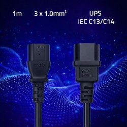 Kabel zasilający Qoltec IEC C13 | C14 | 3*1.0mm2 | 1m