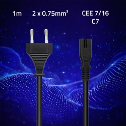 Kabel zasilający Qoltec IEC C7 | CEE 7/16 | 2*0.75mm2 | 1m