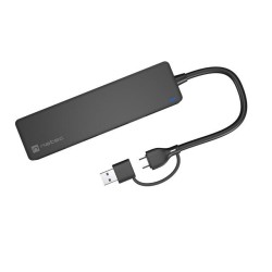 Hub USB Natec Mayfly 4xUSB 3.0 czarny USB-C + Adapter USB-A
