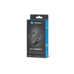 Hub USB Natec Mayfly 4xUSB 3.0 czarny USB-C + Adapter USB-A