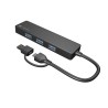 Hub USB Natec Mayfly 4xUSB 3.0 czarny USB-C + Adapter USB-A