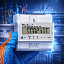 Miernik zużycia energii Qoltec trójfazowy na szynę DIN