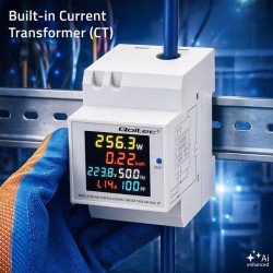 Miernik zużycia energii Qoltec na szynę DIN | jednofazowy | 230V | 100A