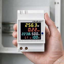 Miernik zużycia energii Qoltec na szynę DIN | jednofazowy | 230V | 100A