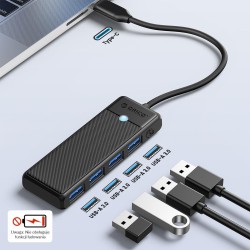 HUB USB-C Orico PAPW4A-C3-015-BK-EP 4 x USB-A 3.0 5Gbps, czarny