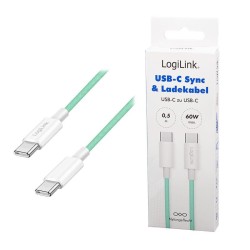 Kabel USB 2.0 LogiLink CU0346 USB-C - USB-C, M/M, 480 Mb/s, 60 W, zielony, 0,5m