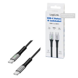 Kabel USB 2.0 LogiLink CU0424 USB-C - USB-C, M/M, 480 Mb/s, 100 W, czarny, 2m