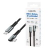 Kabel USB 3.2 Gen2 LogiLink CU0270 USB-C - USB-C, M/M, 10 Gb/s, 100 W, 4K, kątowy, czarny, 0,5m