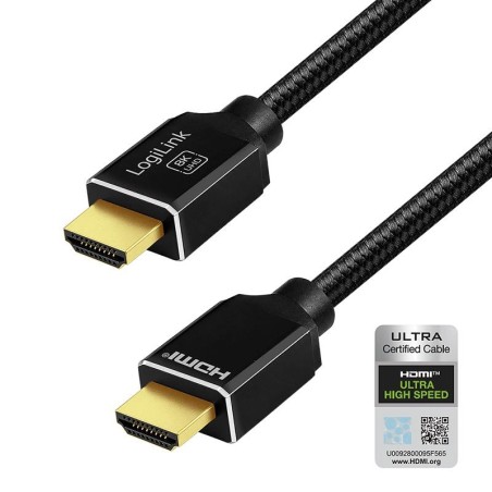 Kabel HDMI LogiLink CH0112 8K/60 Hz, 48 Gb/s, aluminium, nylon, 3m