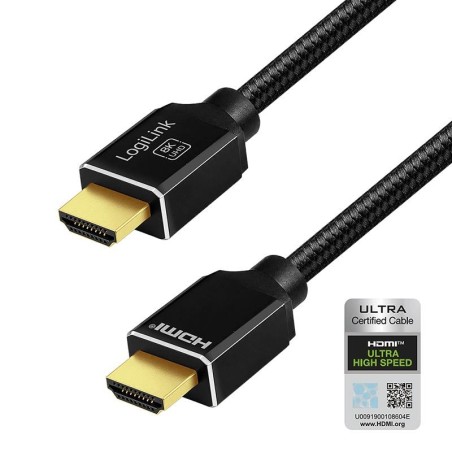 Kabel HDMI LogiLink CH0113 8K/60 Hz, 48 Gb/s, aluminium, nylon, 5m