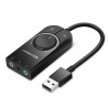 Karta dźwiękowa zewnętrzna Ugreen CM129 USB z regulacją 15cm - czarna