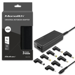 Zasilacz sieciowy uniwersalny Qoltec 45W | 8 wtyczek | +kabel zasilający