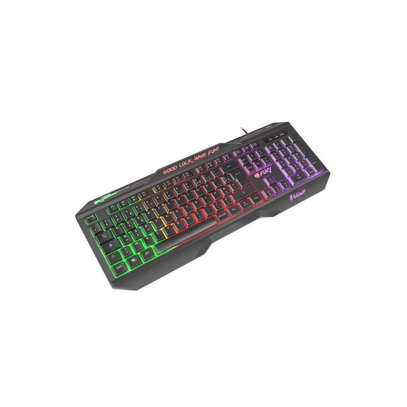 Klawiatura przewodowa Fury Hellfire 2 Francuska Gaming podświetlana czarna