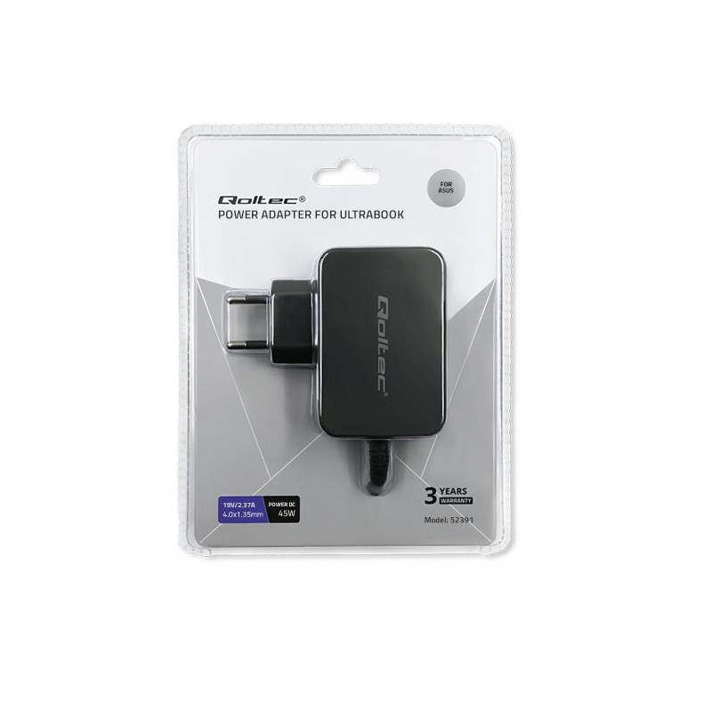 Zasilacz do ultrabooka Qoltec Asus 45W | 19V | 2.37A | 4.0*1,35