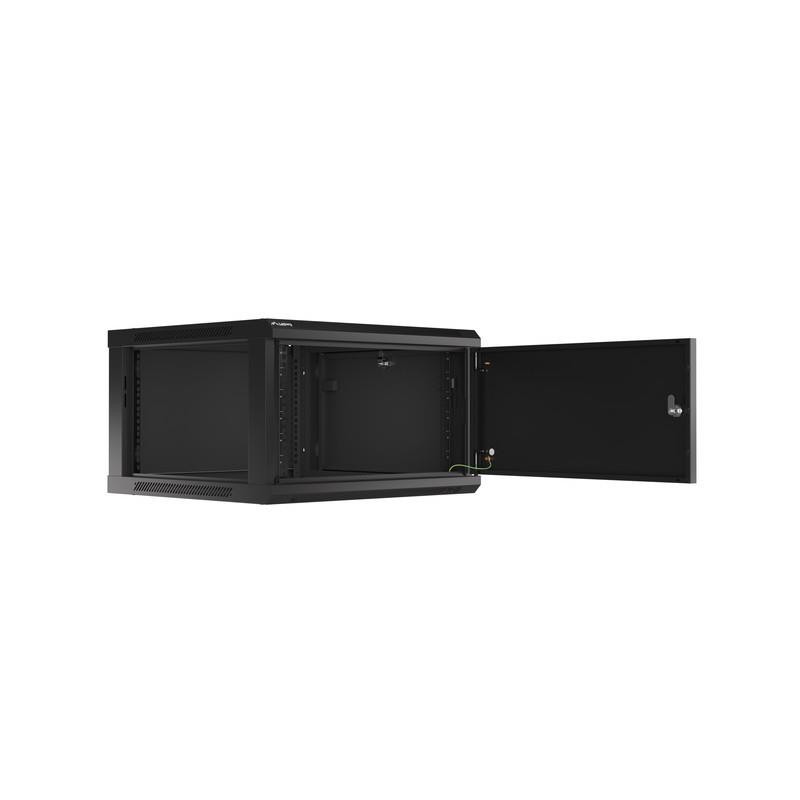 Szafa instalacyjna Rack wisząca 19" 6U 600x600 czarna drzwi metalowe Lanberg (flat pack)