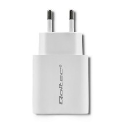 Ładowarka sieciowa Qoltec 18W | 5-12V | 1.5-3A | USB typ C PD | USB QC 3.0 | Biała