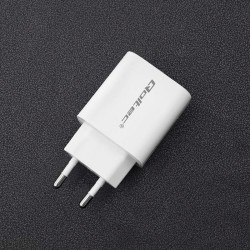 Ładowarka sieciowa Qoltec 18W | 5-12V | 1.5-3A | USB typ C PD | USB QC 3.0 | Biała