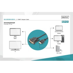 Kabel adapter DIGITUS HDMI Highspeed 1.3 Typ A / DVI-D(18+1), M/M 2m Black