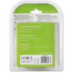 Kabel/Przedłużacz Techly USB 2.0 A-A M/F aktywny 10m czarny