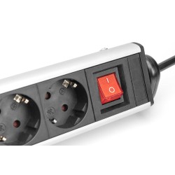 Listwa zasilająca DIGITUS biurowa 45° 6 gniazdowa 2xUSB-A 1xUSB-C (5V/3,4A) obrót 180° aluminiowa, z zaciskiem na blat