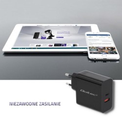 Ładowarka sieciowa Qoltec 63W | 5-20V | 1.5-3A | USB typ C PD | USB QC 3.0 | Czarna
